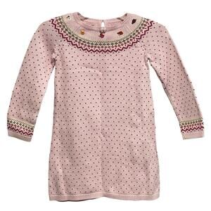 Y2K Gymboree Girls Knit Sweater Dress Size 7 Pink Valentines Day Hearts Flowers